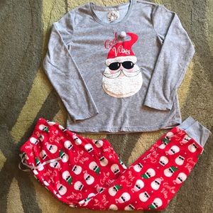Pj Couture Gray and Red Santa Pajama Set